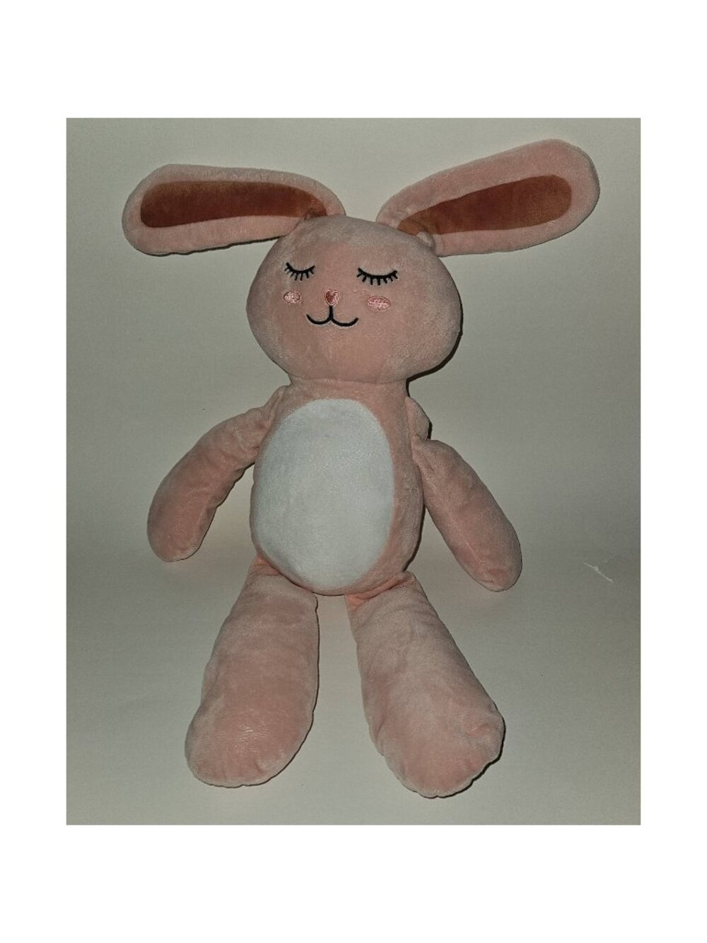 Silver One Pink Bunny Rabbit Plush 17" Stuffed Animal Toy Lovey Sewn Eyes